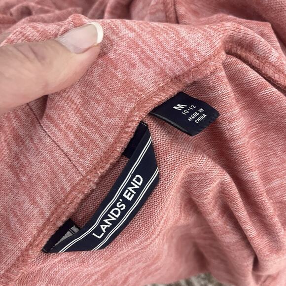 Lands' End Duster Long Cardigan Jacket size Medium 10-12 Coral Pink Rose Pockets - Picture 8 of 8